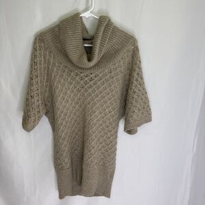 Old Navy Womens Light Gray Cable Knit Sweater w Cowl Neck 3/4 Sleeve Size Medium